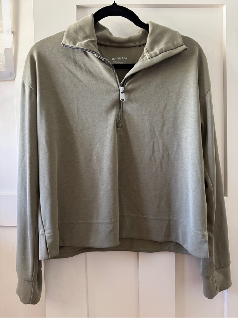 Athleta Seasoft Quarter Zip - sage green, like new
